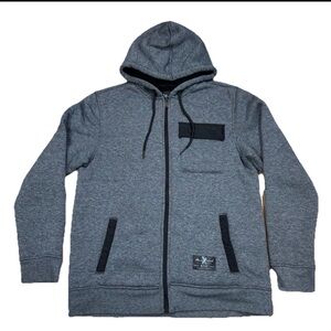 MARC ECKO Mens L Hoodie Sherpa Lined Cut & Sew Collection Grey Black Streetwear